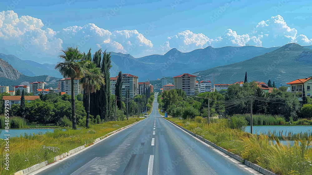 City skyline of Podgorica, Montenegro created with Generative AI technology City skyline of Podgorica, Montenegro created with Generative AI technology