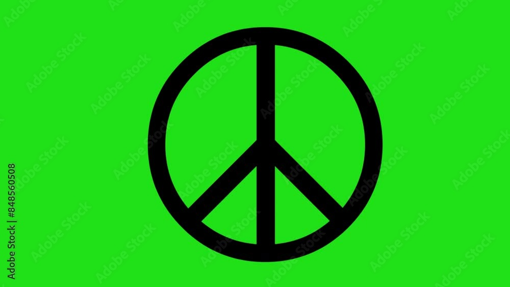 video animation black icon of peace symbol being drawn, on a green chroma key background video animation black icon of peace symbol being drawn, on a green chroma key background