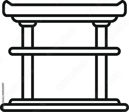 Asian style wooden altar standing on four legs with curved upper detail