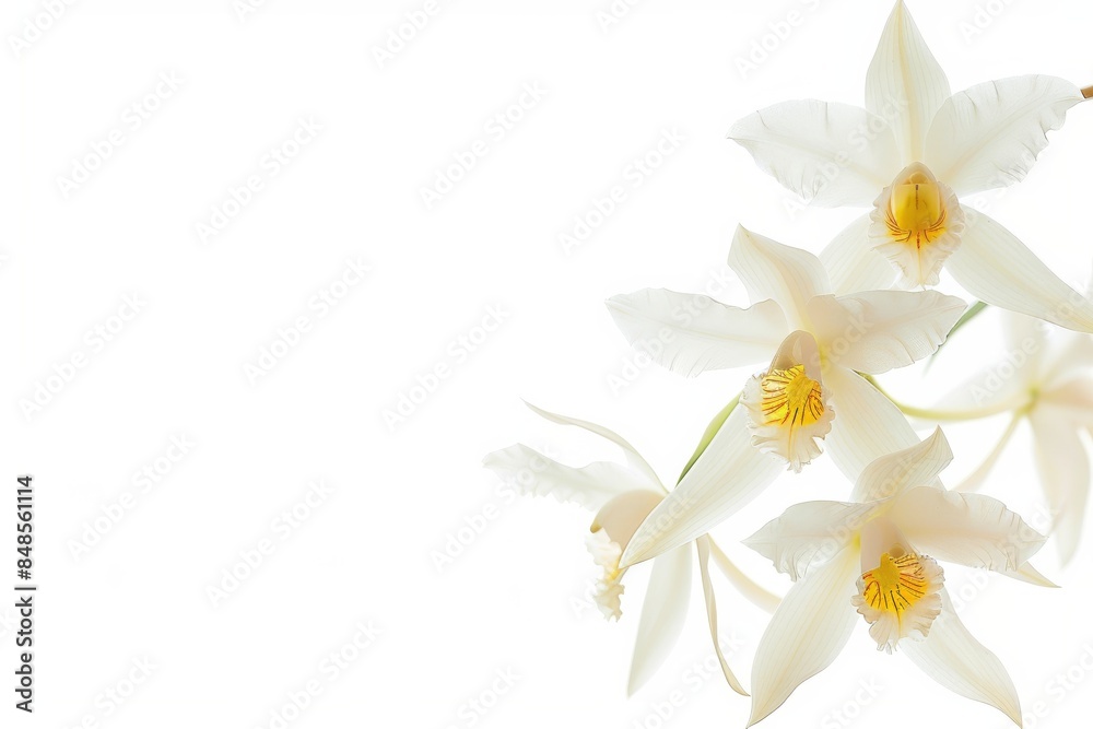flower Photography, Coelogyne pandurata, copy space on right, Isolated on white Background flower Photography, Coelogyne pandurata, copy space on right, Isolated on white Background