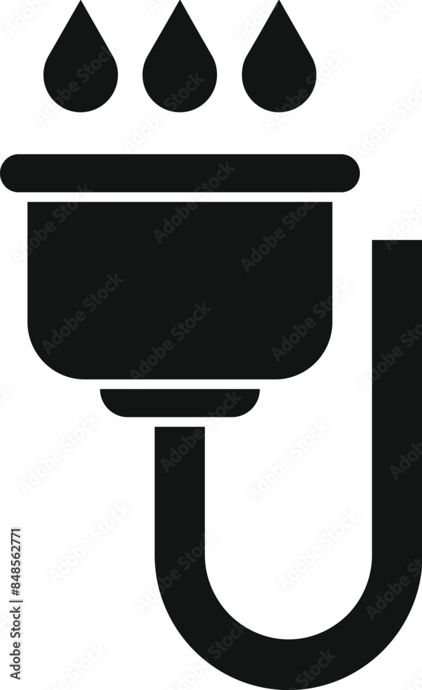 Simple, bold icon illustrating the concept of drainage and water flow in a plumbing system