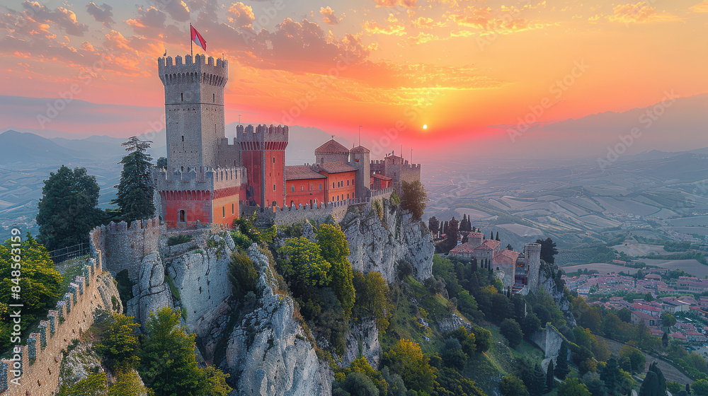 Typical travel scene of San Marino city skyline