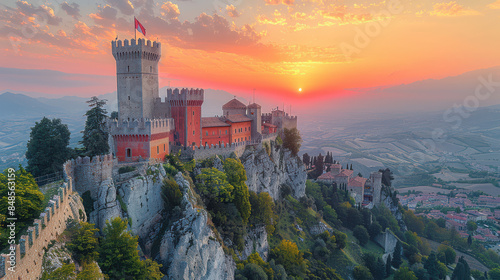 Typical travel scene of San Marino city skyline #848563159