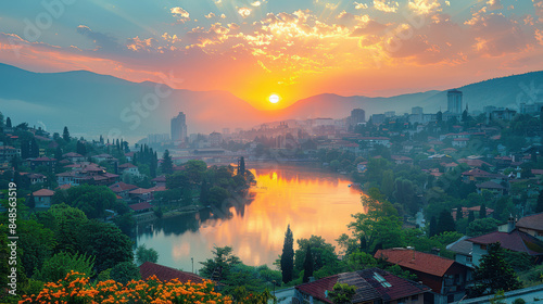 Sarajevo, Bosnia and Herzegovina created with Generative AI technology photo
