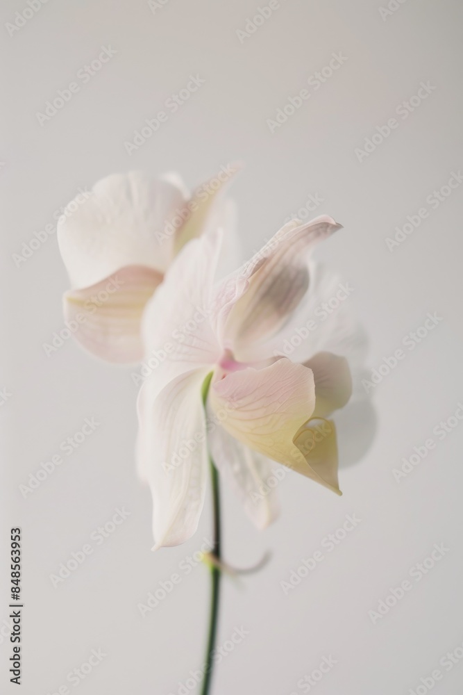 Obraz premium flower Photography, Paphiopedilum, copy space on right, Isolated on white Background