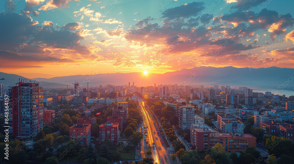 Fototapeta premium Skopje, North Macedonia created with Generative AI technology