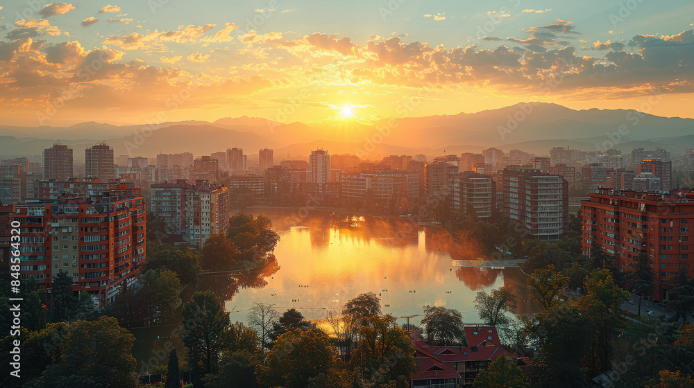 Fototapeta premium Skopje, North Macedonia created with Generative AI technology