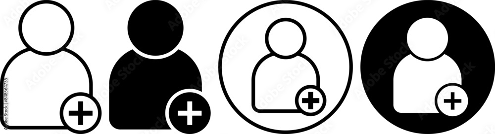 outline silhouette add friend icon set outline silhouette add friend icon set