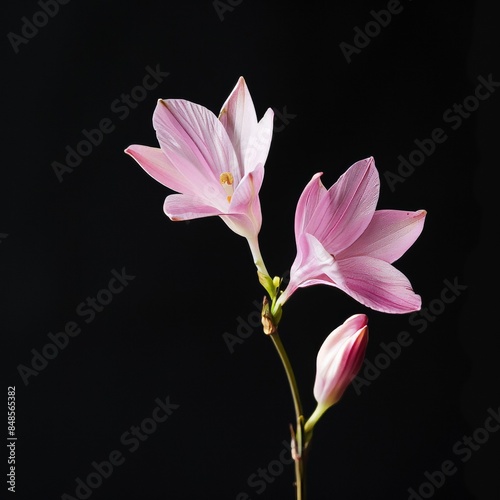flower Photography, Spathoglottis plicata copy space on right, Isolated on Black Background