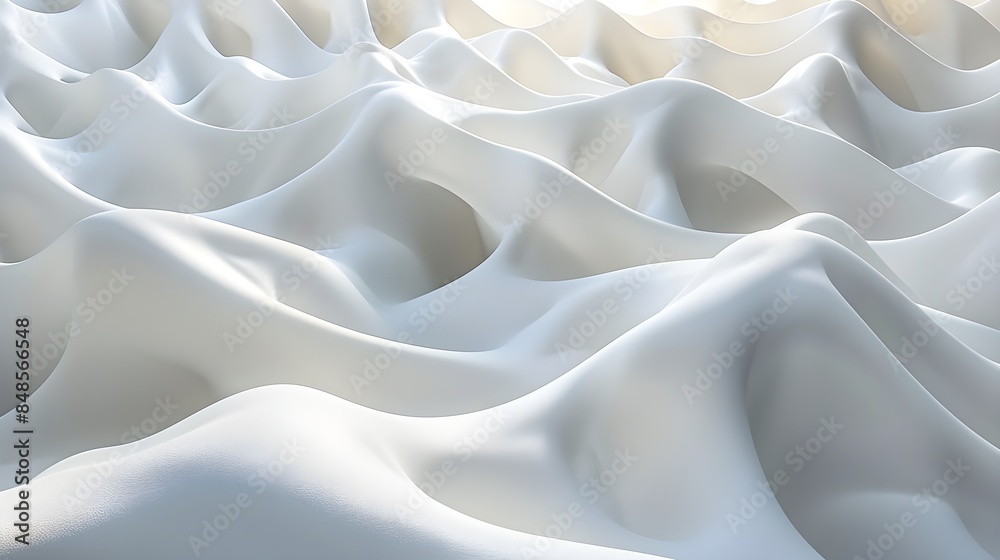 Fototapeta premium White 3D Soft Shapes squash together to make a Light abstract background. 3D Render