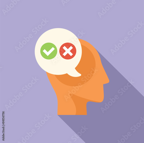 Concept of choosing between yes or no, right or wrong, true or false, with this illustration of a person thinking