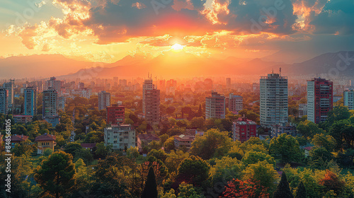 Tirana, Albania city skyline created with Generative AI technology