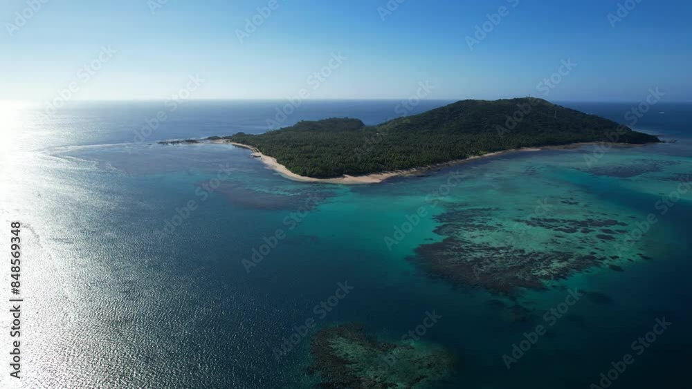 Aerial flyover above the Yasawa Islands - Looking at the pristine remote Islands and the surrounding coral reefs from above Aerial flyover above the Yasawa Islands - Looking at the pristine remote Islands and the surrounding coral reefs from above
