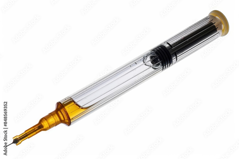A single micro pipette with an adjustable volume dial, white background A single micro pipette with an adjustable volume dial, white background
