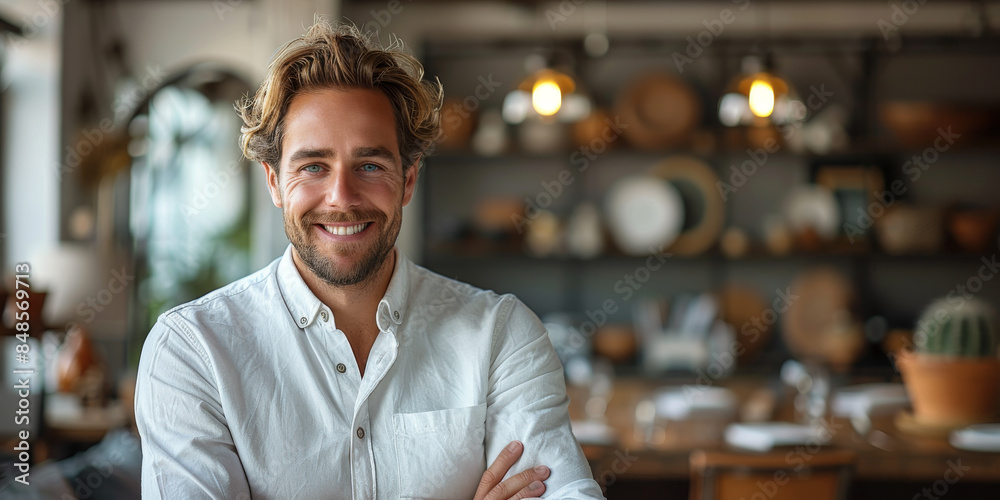 Fototapeta premium Portrait of Cheerful Businessman with Arms Folded