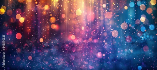 Vibrant purple light burst  abstract rays on dark background with pink and gold sparkles