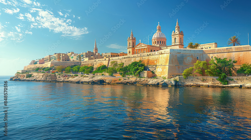 Fototapeta premium Valletta, Malta city skyline created with Generative AI technology
