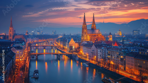 Vienna, Austria city skyline created with Generative AI technology