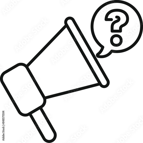 Minimalist illustration of a megaphone announcing a question, symbolizing seeking answers and spreading awareness