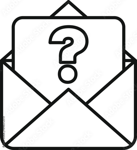 Minimalist icon of an open envelope containing a question mark, symbolizing uncertainty or a request for information