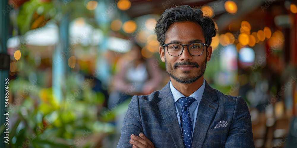 Fototapeta premium Happy Confident Wealthy Young Indian Business Man