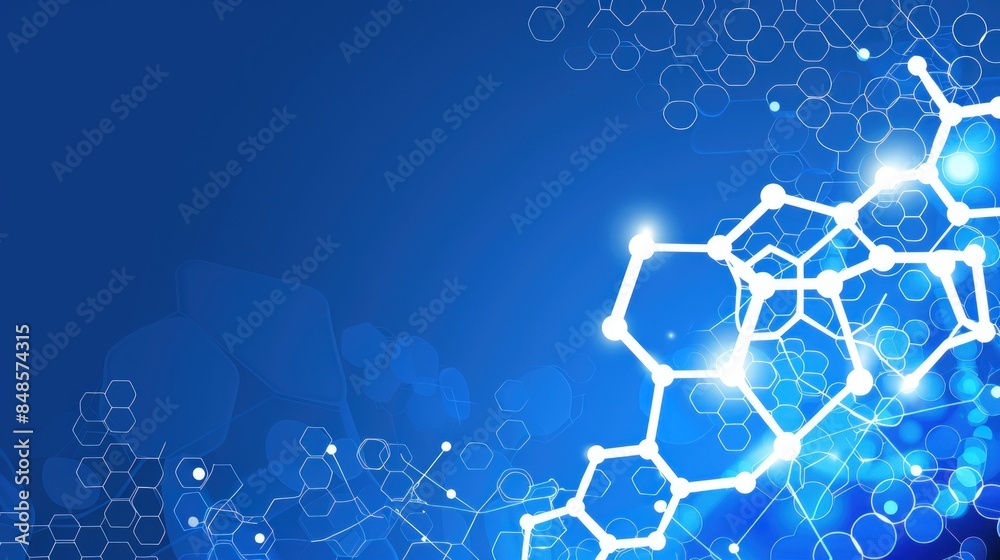 Fototapeta premium Abstract Molecular Structure on Blue Background