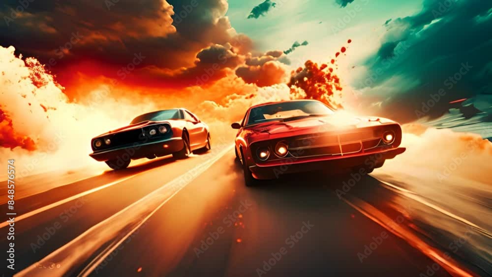 High-Speed Car Chase with Explosions with Ai generated.
High-Speed Car Chase with Explosions with Ai generated.