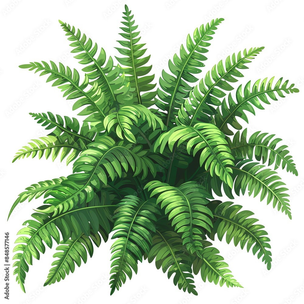 A Boston fern clipart, house plant element, vector illustration, green, isolated on white background A Boston fern clipart, house plant element, vector illustration, green, isolated on white background