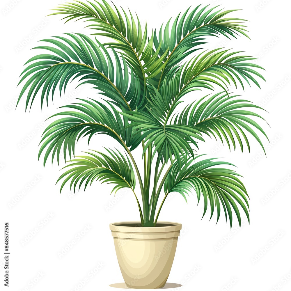A parlor palm clipart, house plant element, vector illustration, green, isolated on white background
