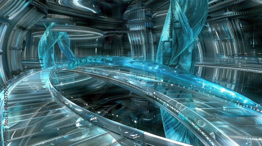 Obraz premium Futuristic Interior with a Glass Pathway