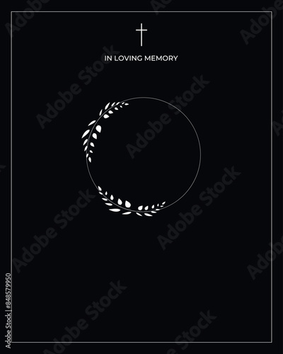Funeral vector card. Empty card. Digital Funeral Announcement Invitation Template in vector Illustrator	