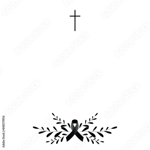 Funeral vector card. Empty card. Digital Funeral Announcement Invitation Template in vector Illustrator	