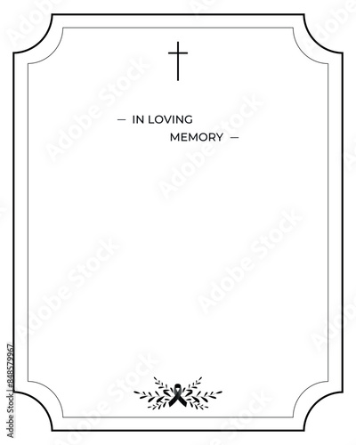 Funeral vector card. Empty card. Digital Funeral Announcement Invitation Template in vector Illustrator	