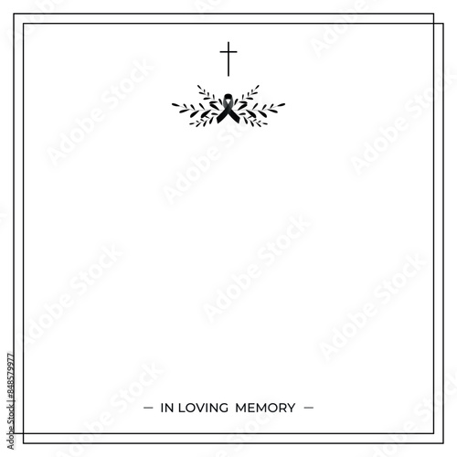 Funeral vector card. Empty card. Digital Funeral Announcement Invitation Template in vector Illustrator	