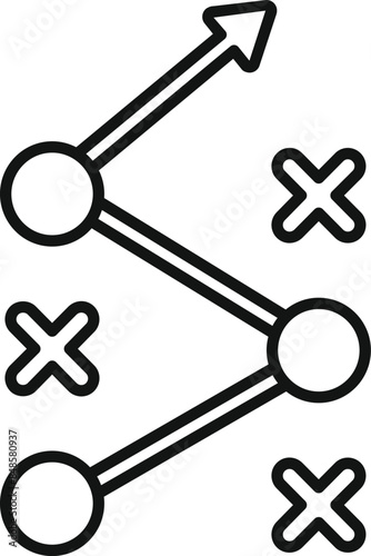 Strategy planning icon representing a business solution with an arrow showing positive growth