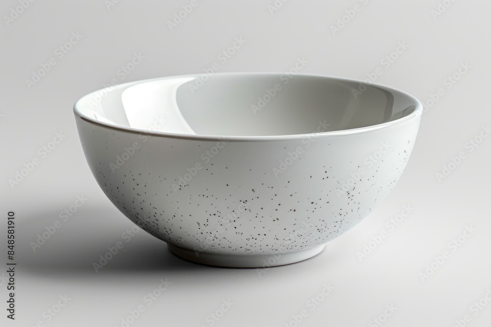 Simple empty white bowl isolated on a white background. Minimalist kitchenware design. Simple empty white bowl isolated on a white background. Minimalist kitchenware design.