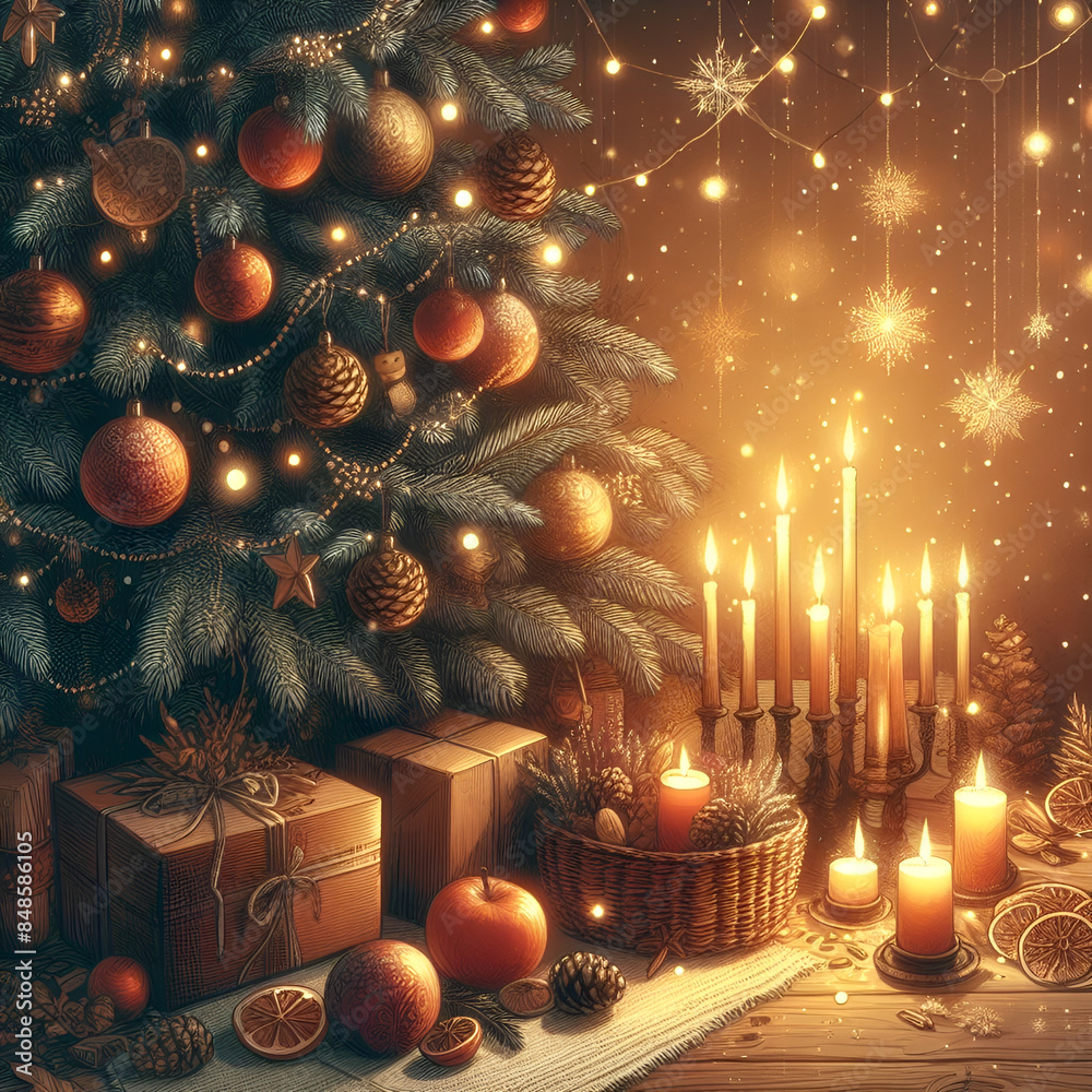 custom made wallpaper toronto digitalchristmas illustration.Generative AI