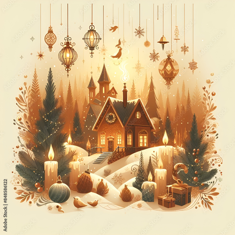 custom made wallpaper toronto digitalchristmas illustration.Generative AI