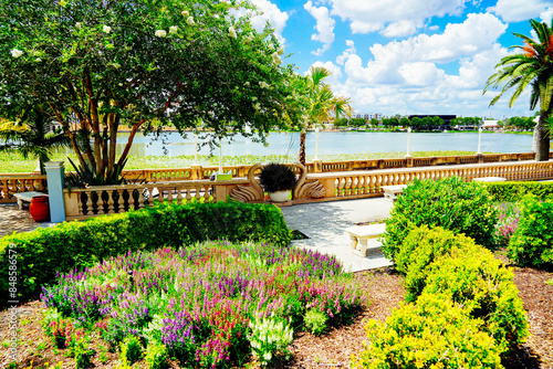 Lakeland, FL, USA - 06 10 2024: Beautiful Hollis botanic garden and lake landscape in Lakeland Florida photo