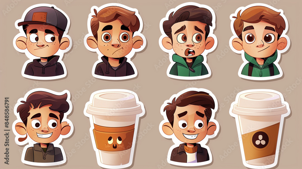 Set of cartoon businessman and people icons illustration Set of cartoon businessman and people icons illustration