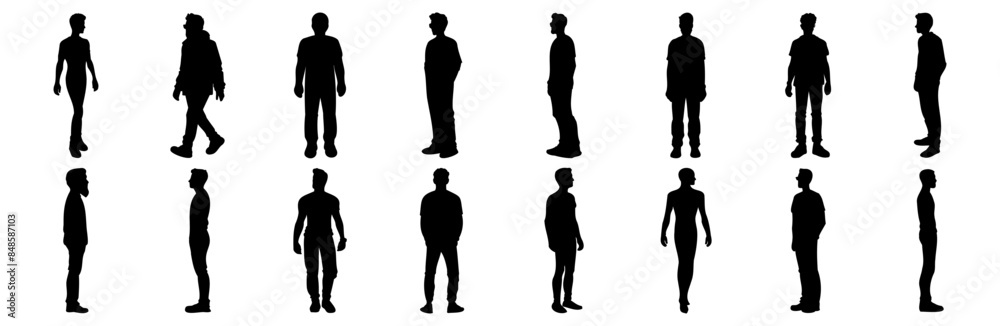 Man silhouettes set, pack of vector silhouette design, isolated background Man silhouettes set, pack of vector silhouette design, isolated background