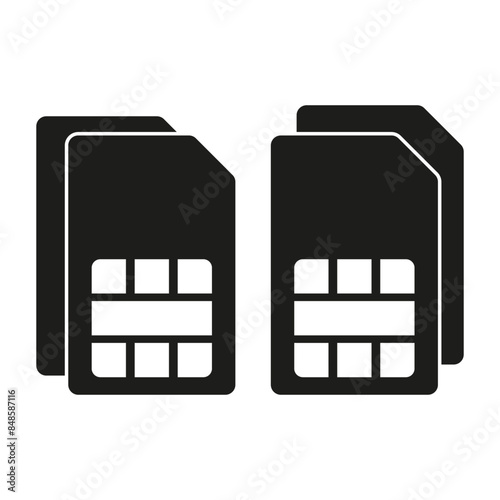 SIM Card Icons. Mobile Network Symbol. Simple Vector Art.