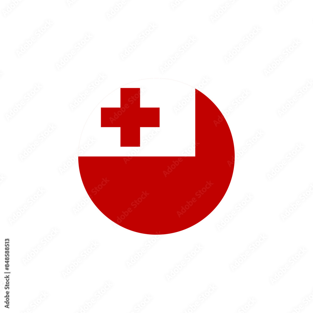 Round Tonga flag emblem design element Round Tonga flag emblem design element