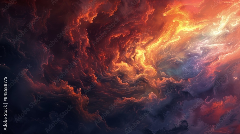 Abstract Swirling Clouds in Fiery Hues Abstract Swirling Clouds in Fiery Hues