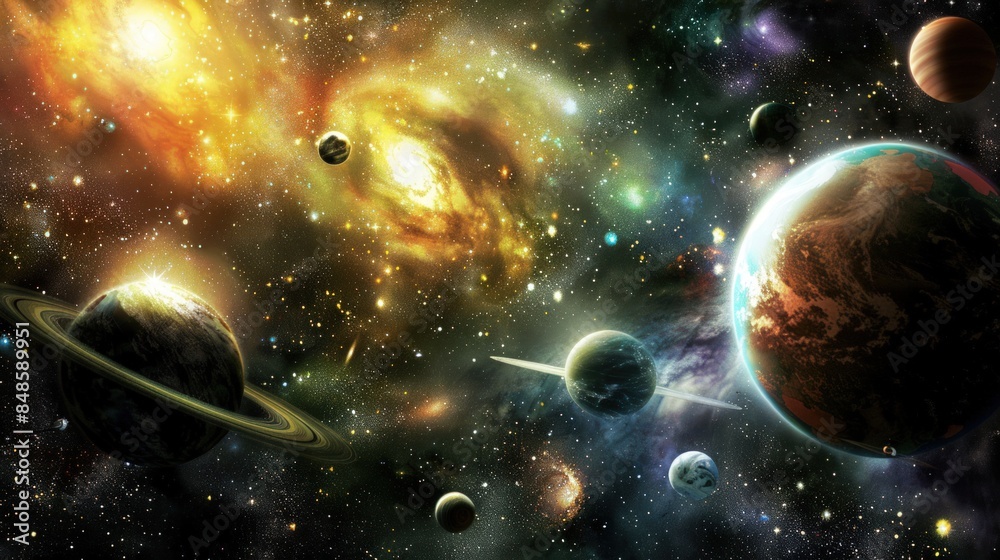 Obraz premium Celestial Symphony: Planets in a Cosmic Dance