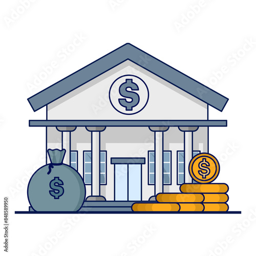 Finance and savings concept. bank, money, vector icon for saving money, preparing retirement funds in old age. The flat design is suitable for various purposes. money vector and in flat style.