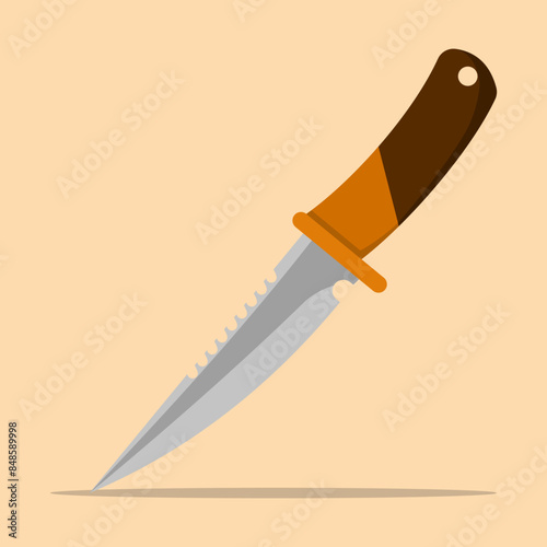 Hunting knife concept. hunting knife isolated on background. cutting tool, cutting knife or kitchen knife, combat, hunting dagger. flat Vector illustration on background.