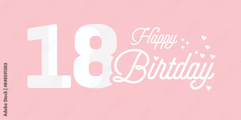 18th birthday greetings with white numbers and pink background 18th birthday greetings with white numbers and pink background
