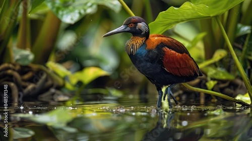 Bronze winged jacana living in a secluded environment photo