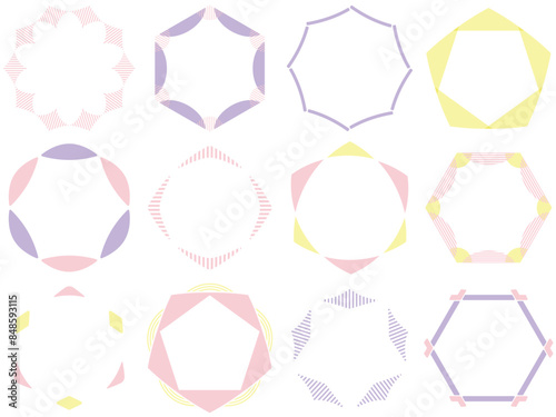 パステルカラーのフラットなシンプルなフレームセット